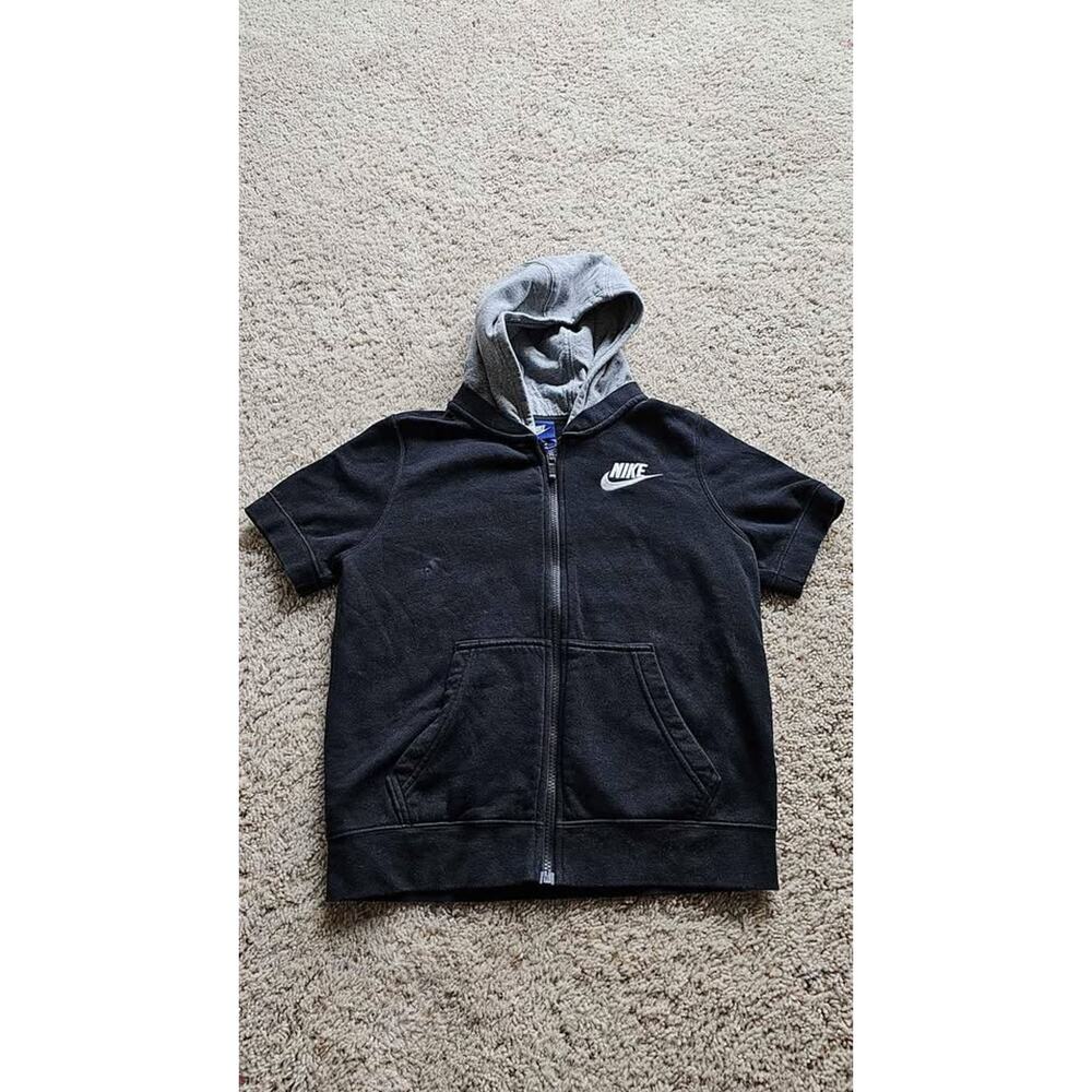 Nike Boys' Full Zip Short‎ Sleeve Hoodie Black Gray Size M